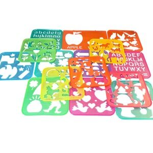 Vintage Tupperware Tuppertoys Stencil Lot 15 Educational Drawing Templates